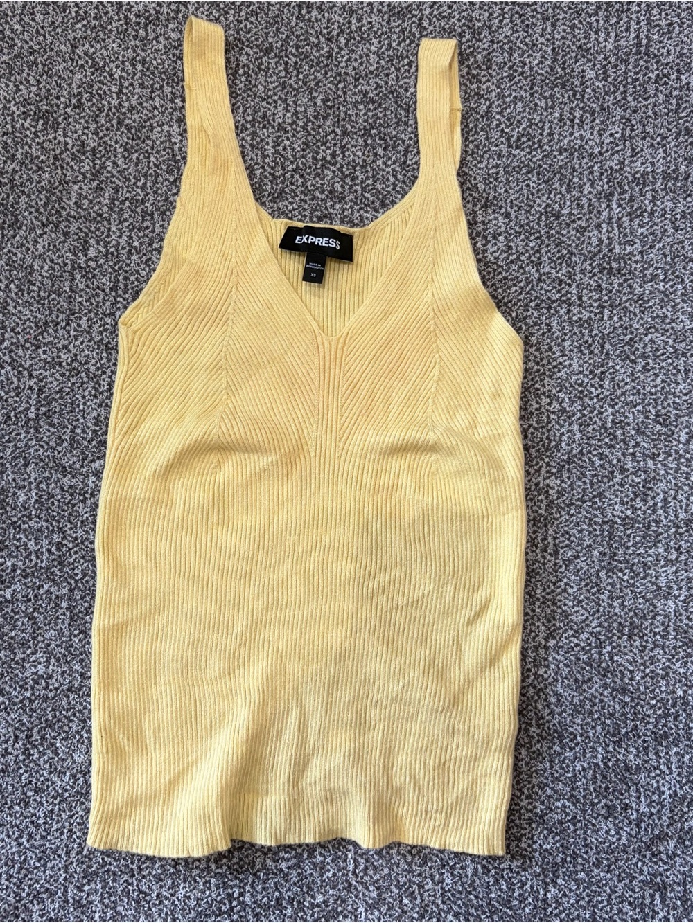 Express Yellow Ribbed V-Neck Tank Top